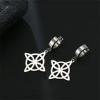 Pendientes de Aro Colgantes Nudo de Bruja Protección Mujer Wicca plata