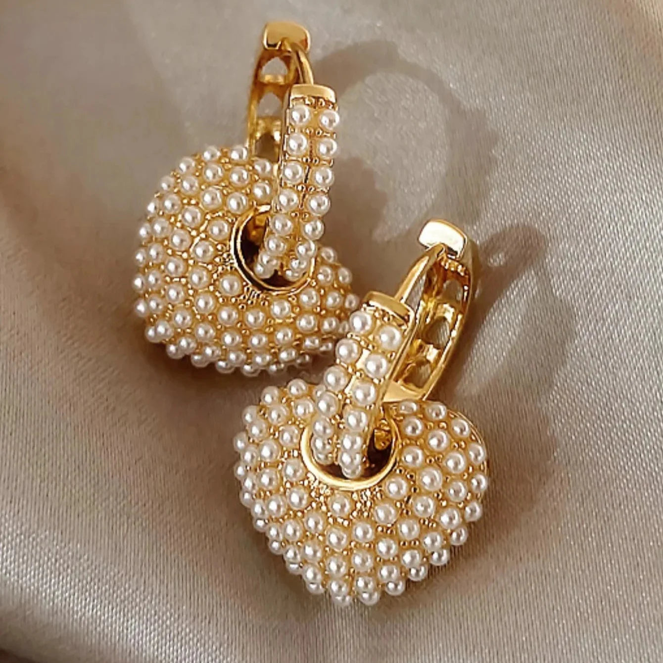 Pendientes de Aro con Corazón de Strass