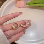 Pendientes de Aro para Mujer con Perlas doradas