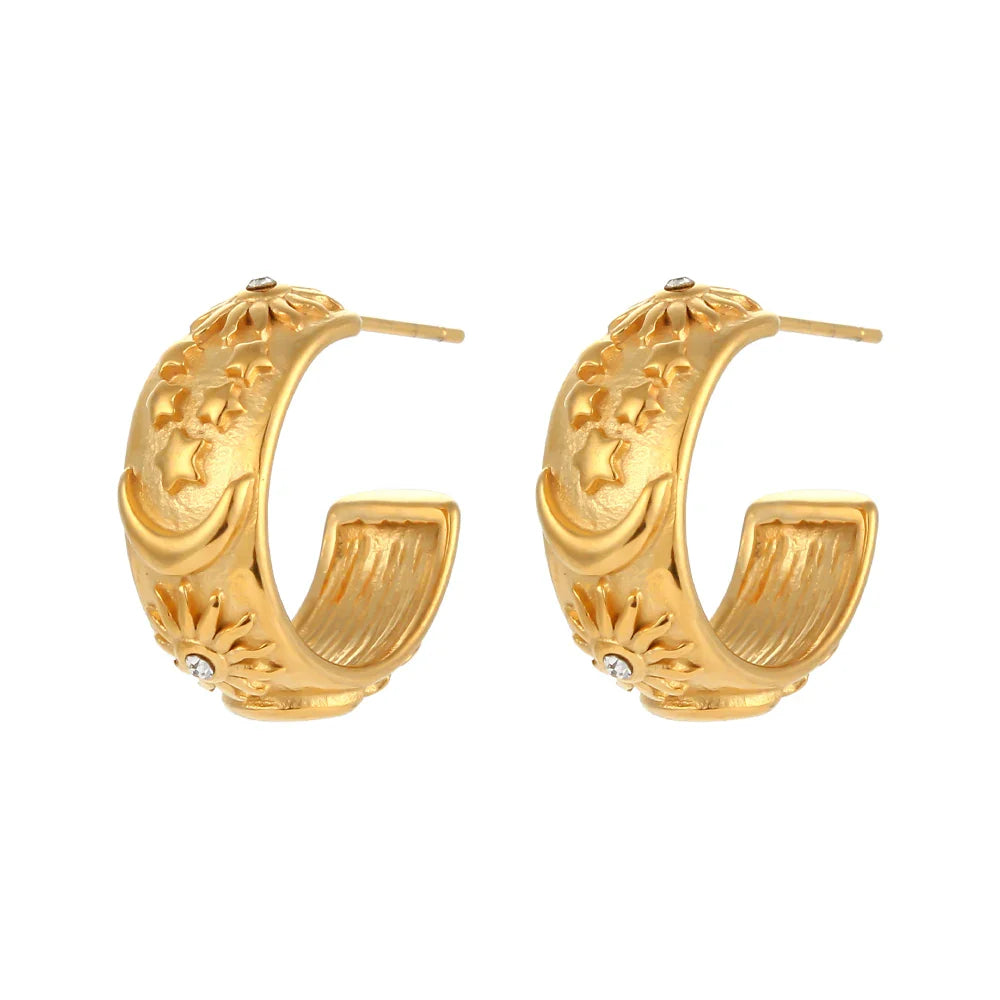 Pendientes Aros Retro Sol oro