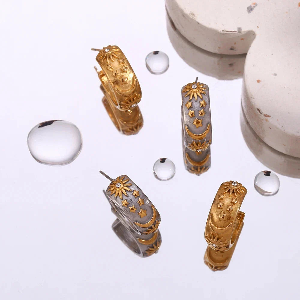 Pendientes Aros Retro Sol oro
