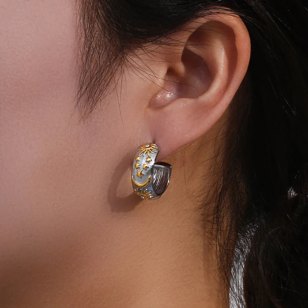 Pendientes Aros Retro Sol plata
