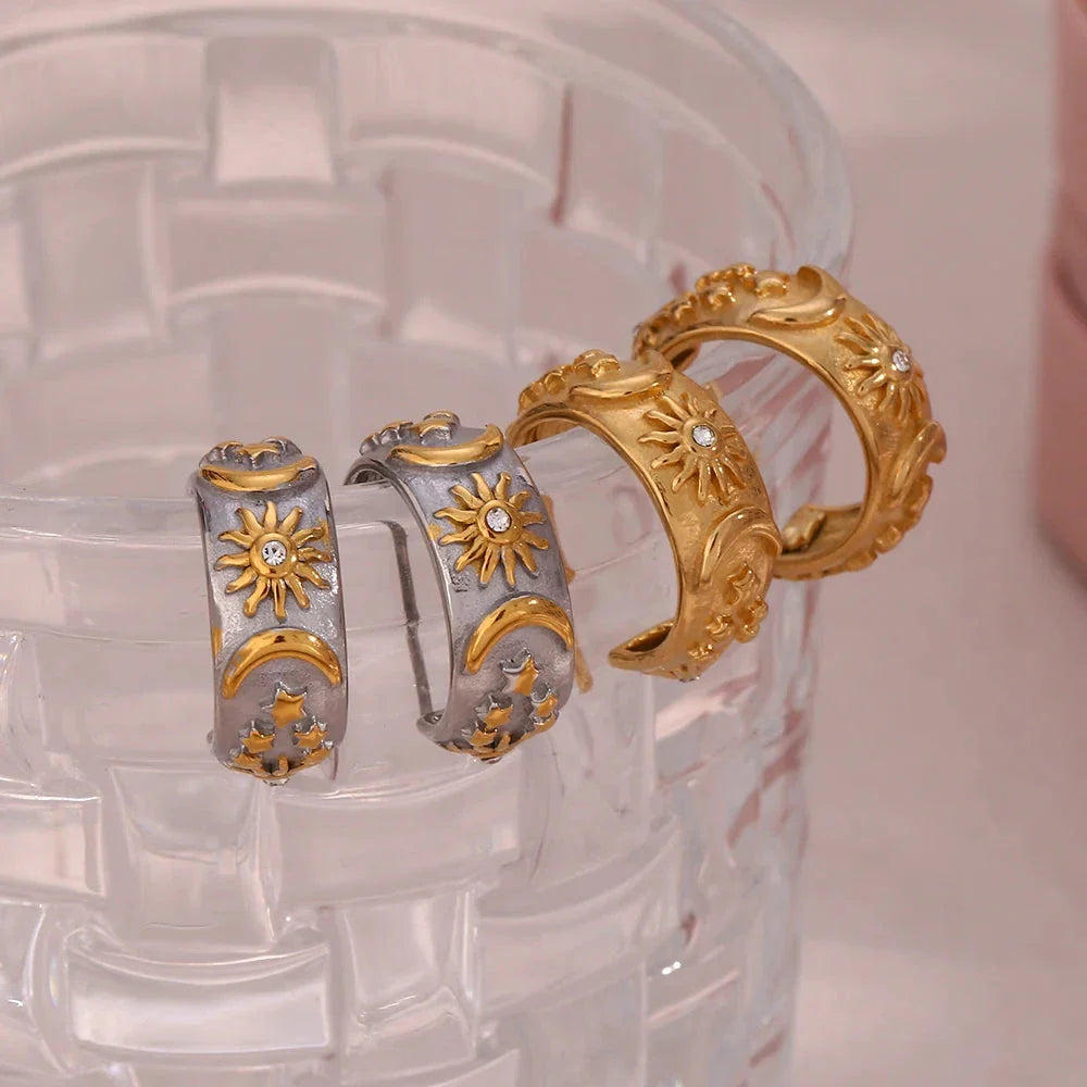 Pendientes Aros Retro Sol plata