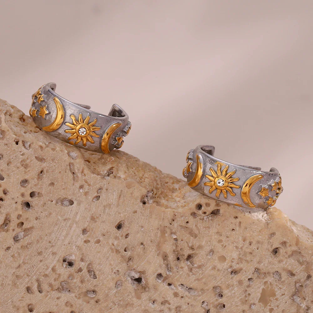 Pendientes Aros Retro Sol plata