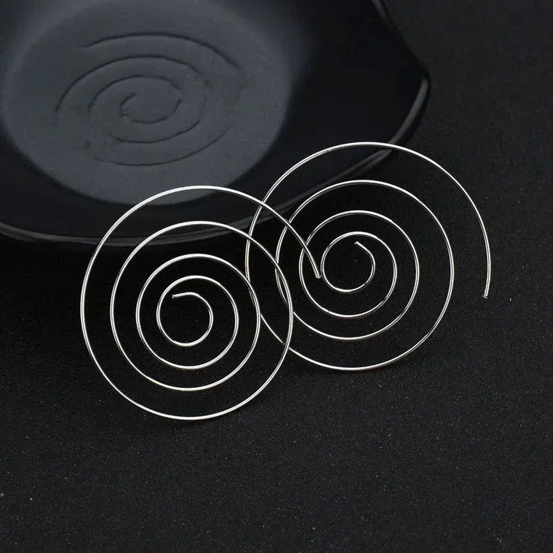Pendientes Aros Espiral Mujer plata