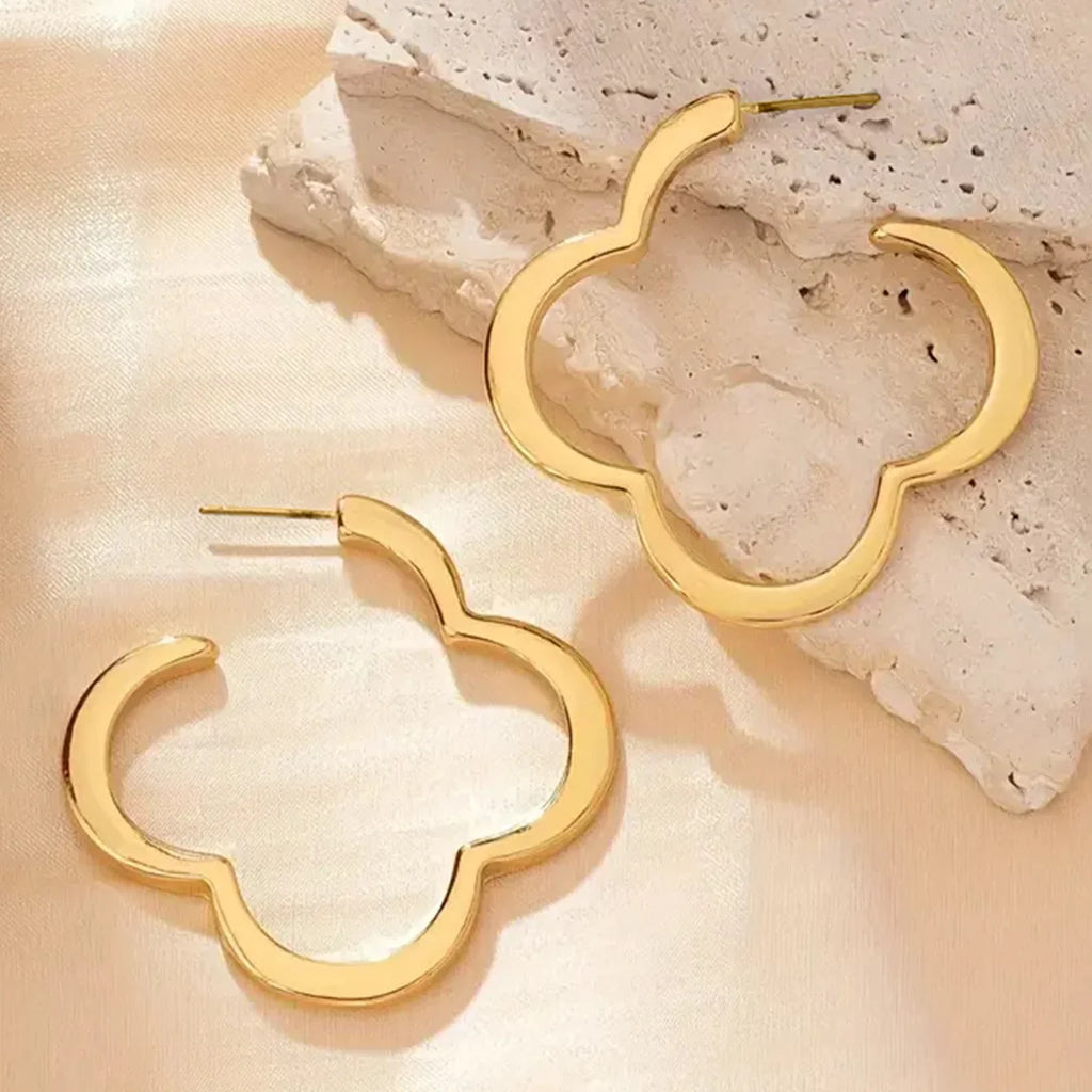 Pendientes Aros Trébol de 4 hojas