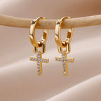 Pendientes de Cruz para Mujer Aros de oro