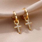 Pendientes de Cruz para Mujer Aros de oro