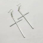 Pendientes Cruz Larga Plata