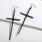 Pendientes Cruz Larga Negro