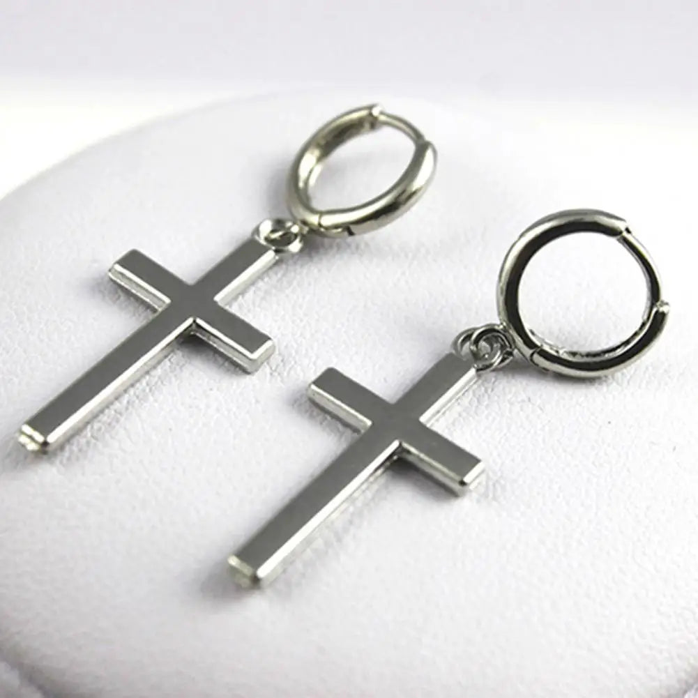 Pendientes Colgantes de Cruz en Plata