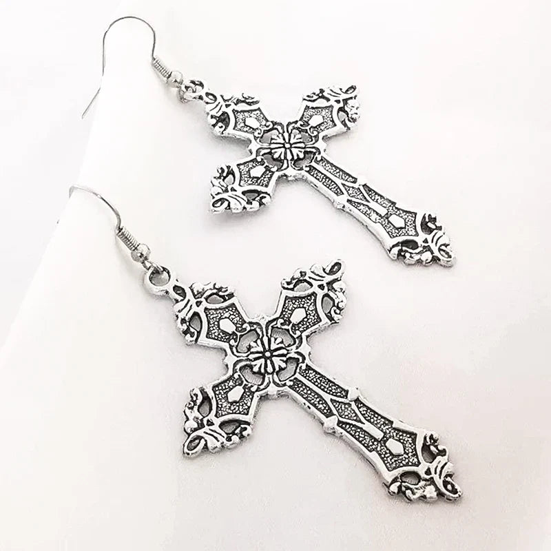 Pendientes de Cruz Estilo Gótico para Mujer