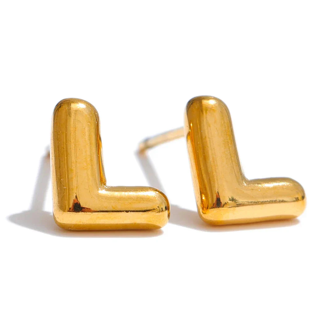Boucles d'oreilles dorées avec initiale - lettre