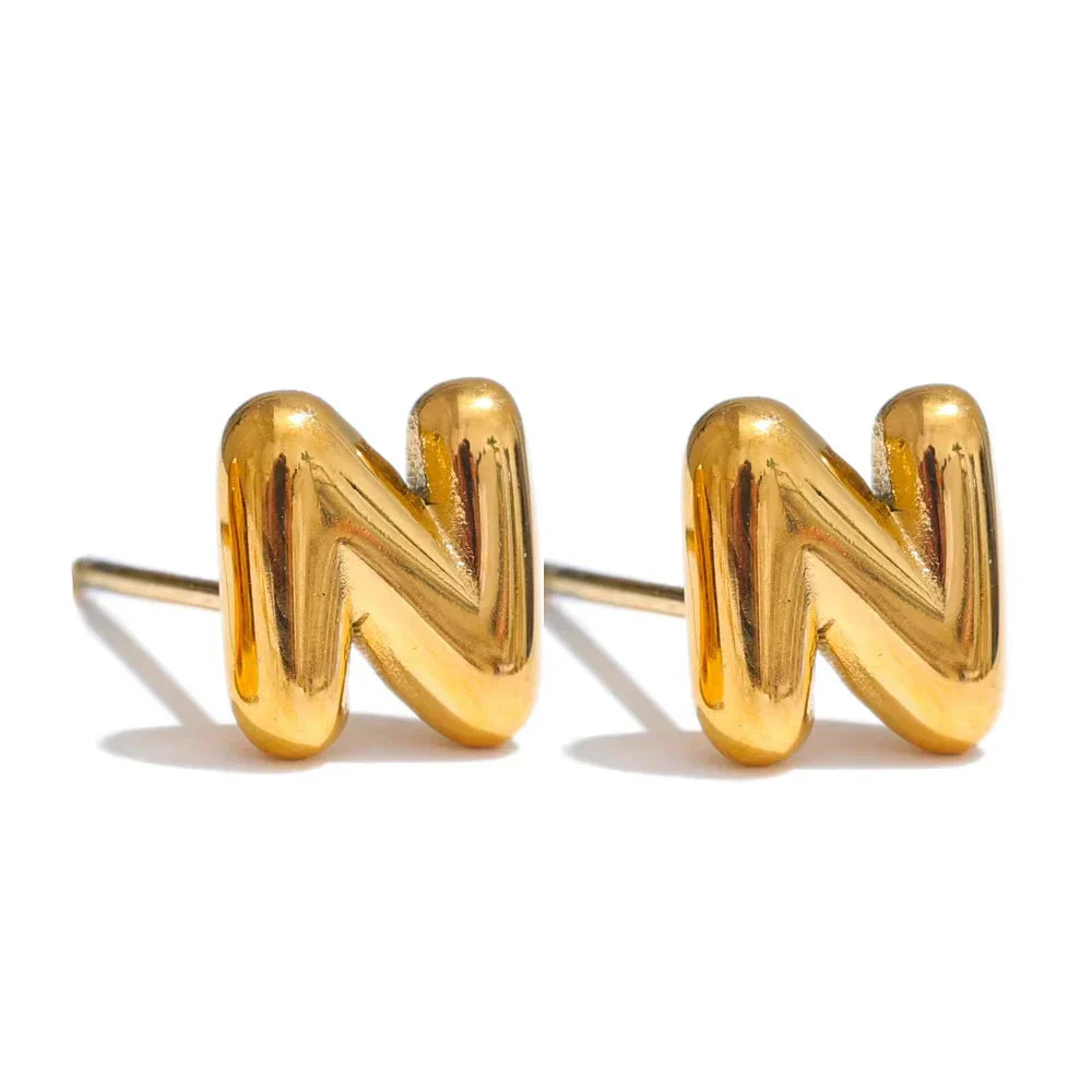 Boucles d'oreilles dorées avec initiale - lettre