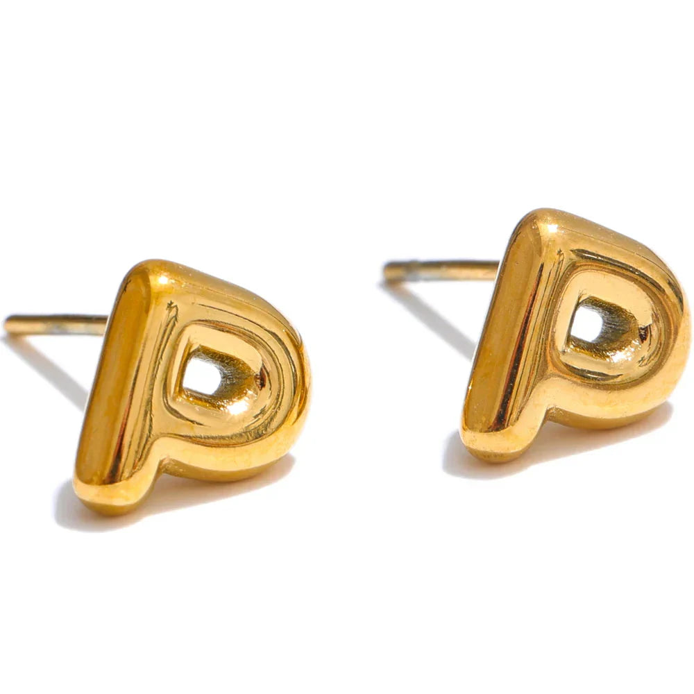 Boucles d'oreilles dorées avec initiale - lettre