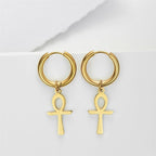Aretes Egipcios Cruz de Ankh para Mujer en Oro