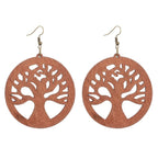 Pendientes Colgantes de Madera Árbol de la Vida