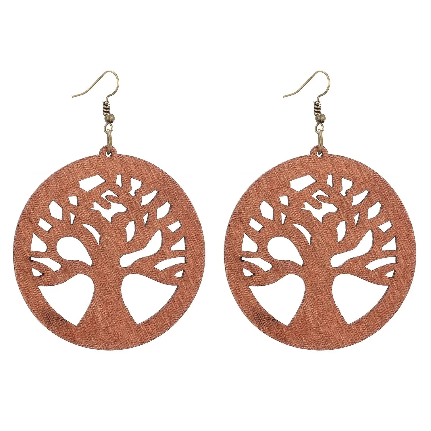 Pendientes Colgantes de Madera Árbol de la Vida