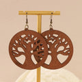 Pendientes Colgantes de Madera Árbol de la Vida