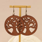 Pendientes Colgantes de Madera Árbol de la Vida