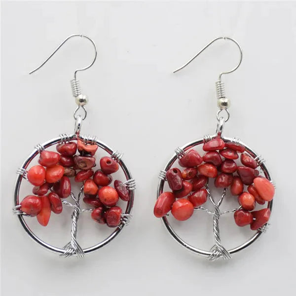 Pendientes de Piedras Árbol de la Vida