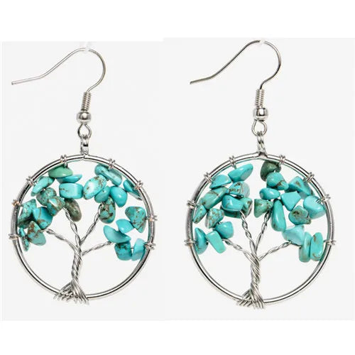 Pendientes de Piedras Árbol de la Vida