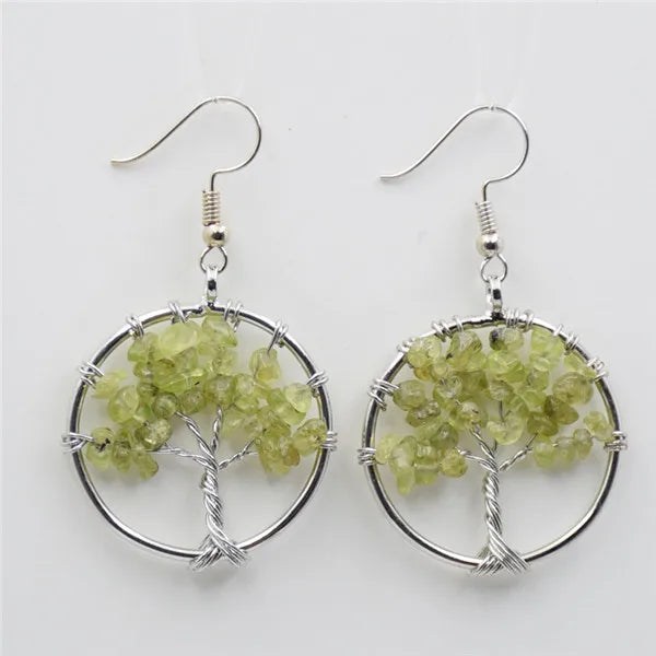 Pendientes de Piedras Árbol de la Vida