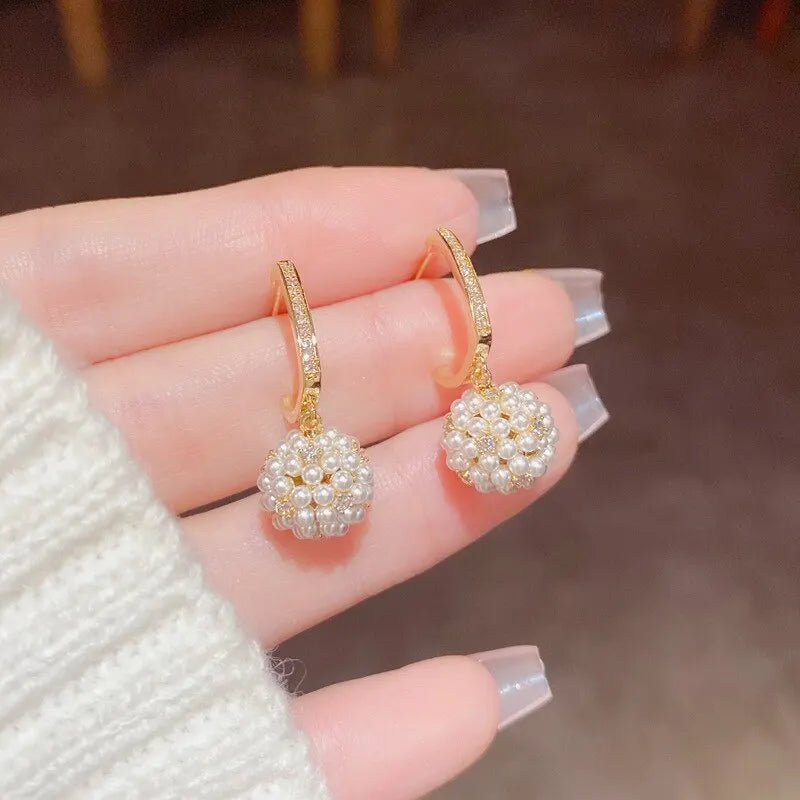 Pendientes de Mujer con Perlas y Strass