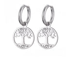 Pendientes de Mujer Aros Colgantes Árbol de la Vida plata