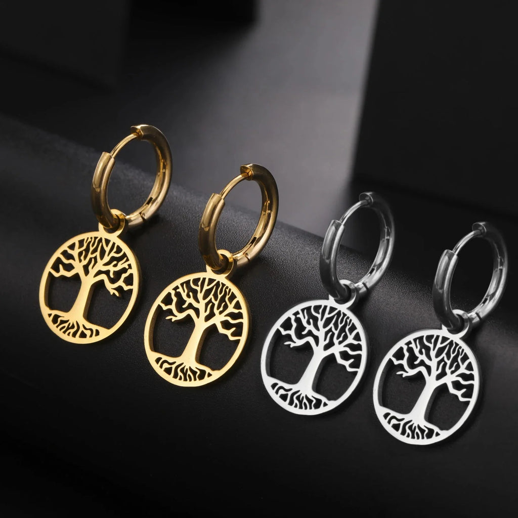 Pendientes de Mujer Aros Colgantes Árbol de la Vida