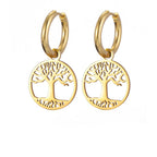 Pendientes de Mujer Aros Colgantes Árbol de la Vida oro