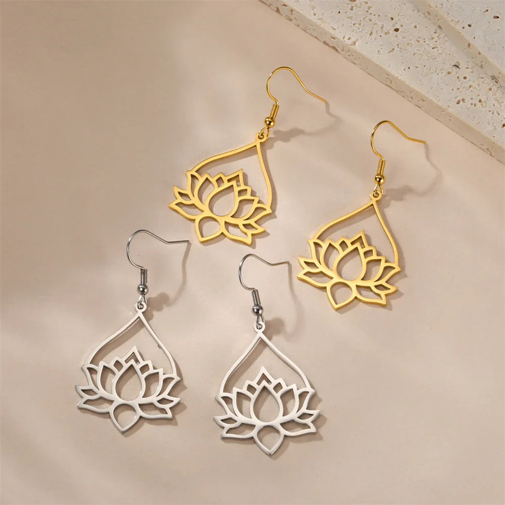 Pendientes Colgantes de Mujer Flor de Loto