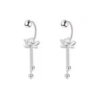 Pendientes Colgantes Flor de Loto Plateados de Mujer