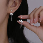 Pendientes Colgantes de Mujer Flor de Loto Plateados