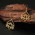 Pendientes Colgantes de Mujer Flor de Loto oro