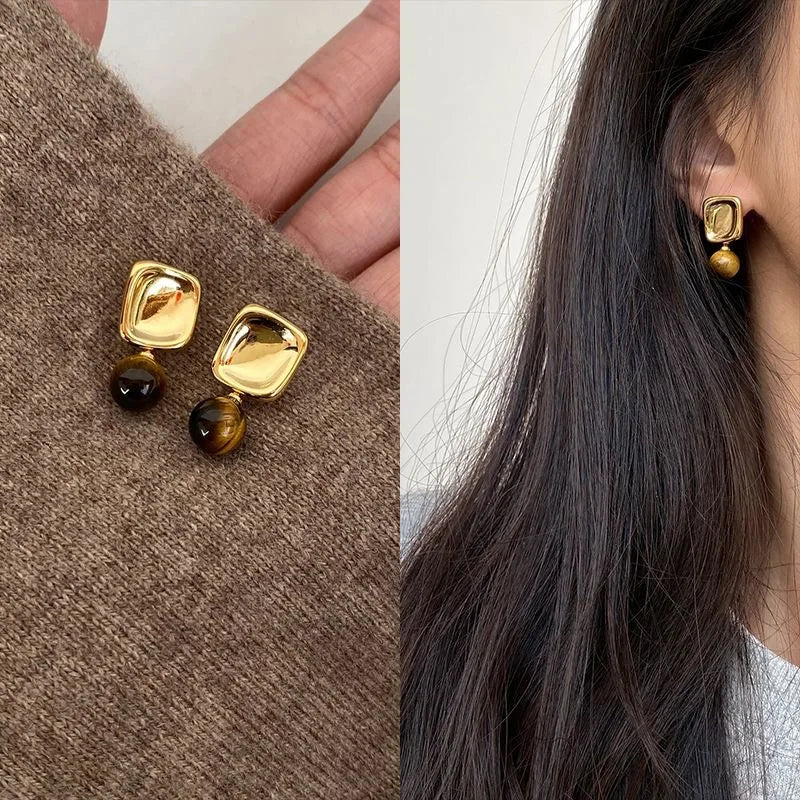Pendientes de Mujer con Piedra Ojo de Tigre