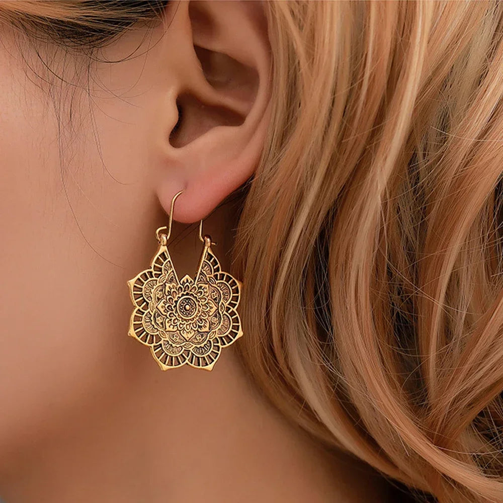 Pendientes para mujer Mandala Flor oro