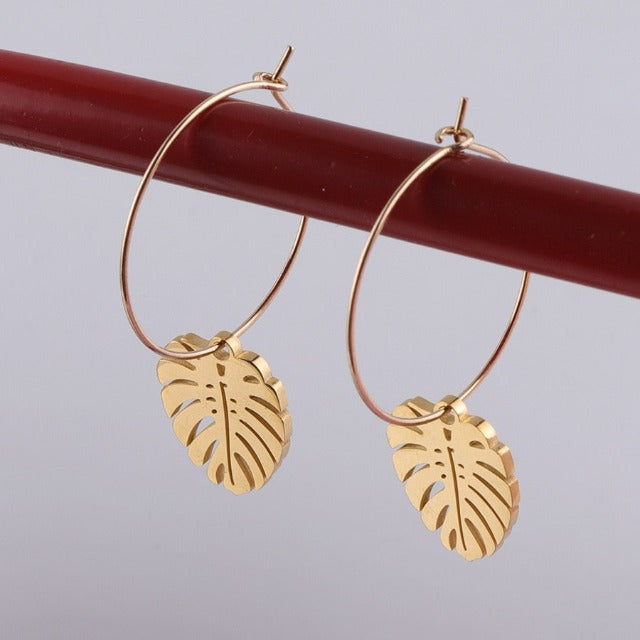 Pendientes Hoja de Palma Oro