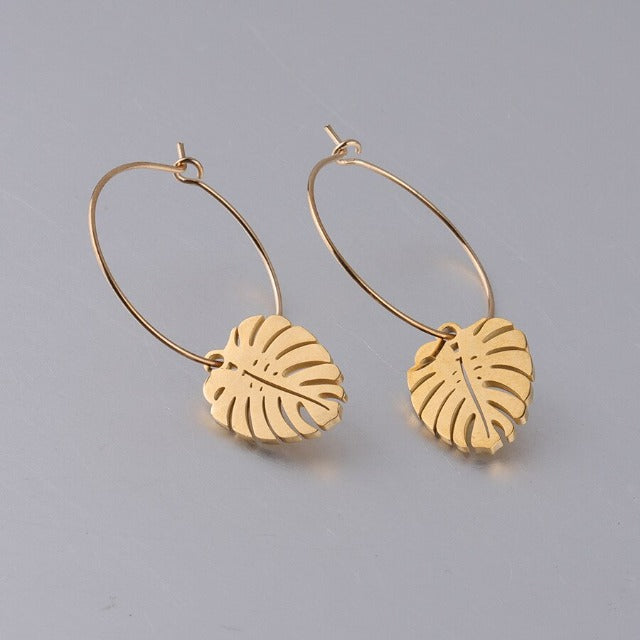 Pendientes Hoja de Palma Oro