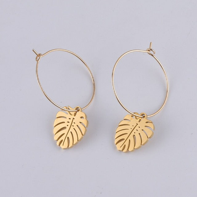 Pendientes Hoja de Palma Oro