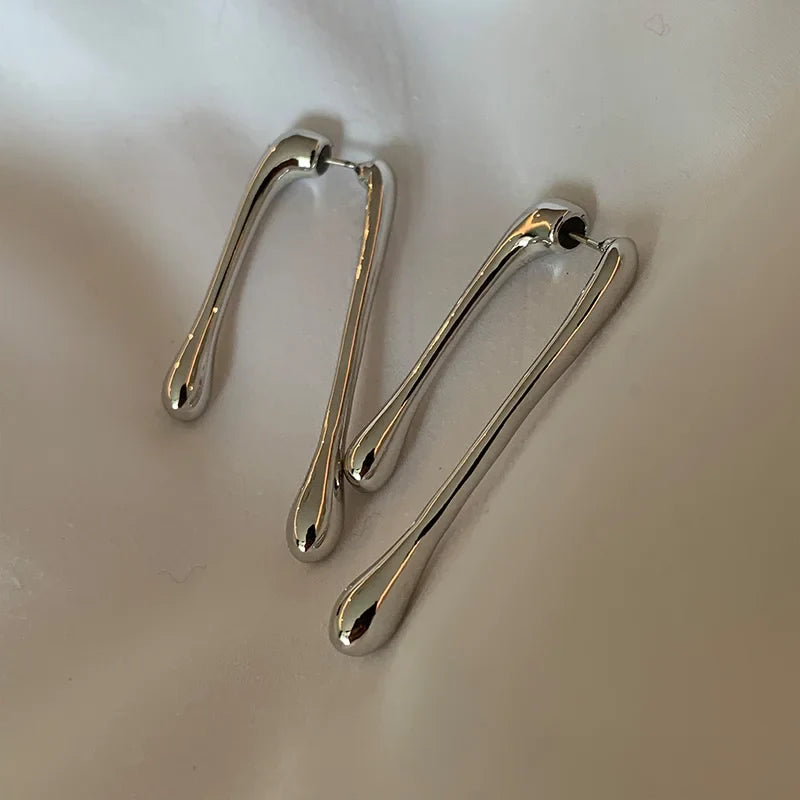 Pendientes de Botón Fino Gota de Agua plata