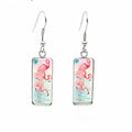Pendientes Colgantes de Flamencos Rosas en Rosa y Azul