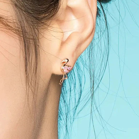 Pendientes de Flamencos Rosas con Piedras