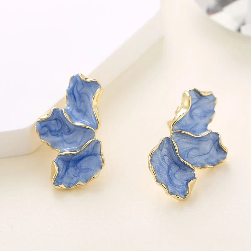 Pendientes de Media Flor Clavo Pétalos azules