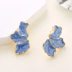Pendientes de Media Flor Clavo Pétalos azules