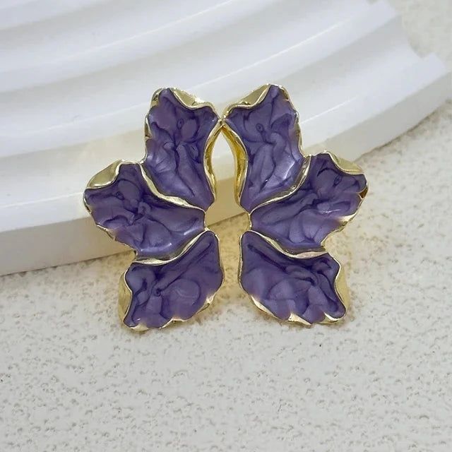 Pendientes de Media Flor Clavo Pétalos violetas