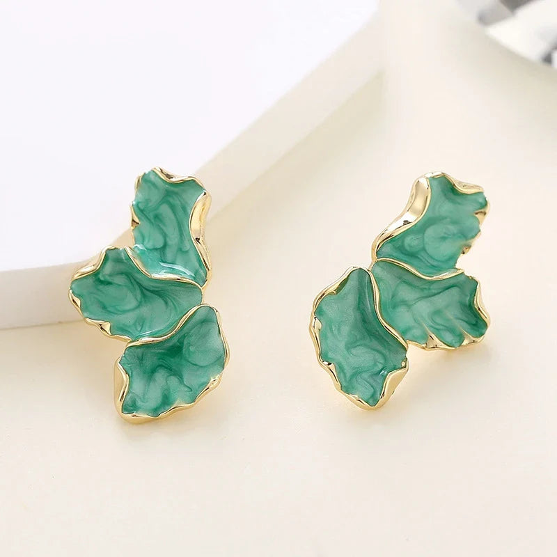 Pendientes de Media Flor Clavo Pétalos verdes