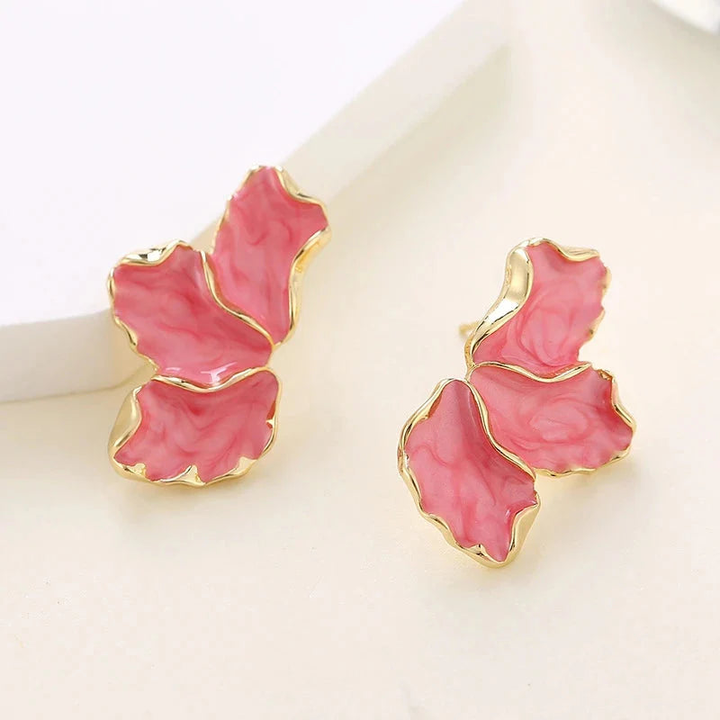 Pendientes de Media Flor Clavo Pétalos rosas