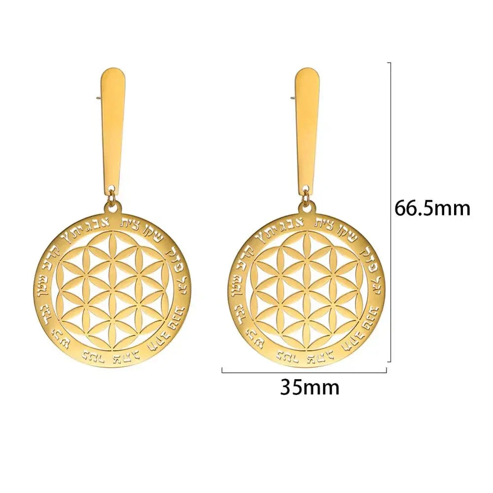 Pendientes Colgantes Flor de la Vida oro