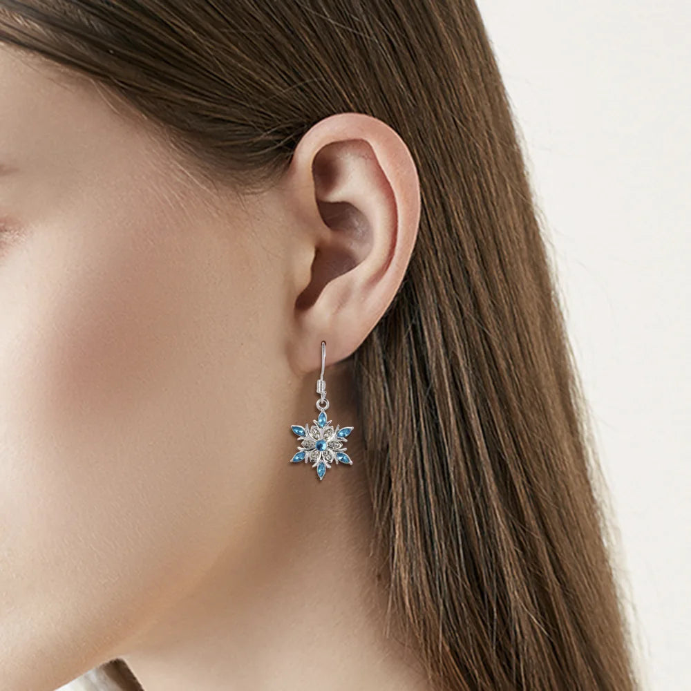 Pendientes Colgantes Copo de Nieve con Circonita para Mujer estilo 1